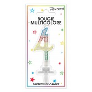 Bougie chiffre 4 multicolore