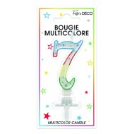 Bougie chiffre 7 multicolore