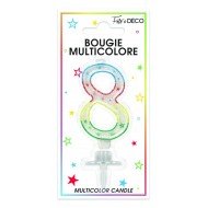 Bougie chiffre 8 multicolore