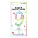 Bougie chiffre 9 multicolore