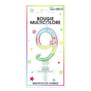 Candela numero 9 multicolore