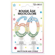 Bougie âge 60 ans multicolore