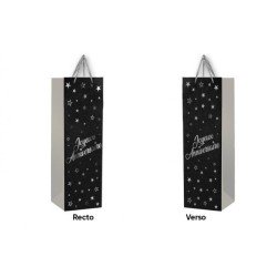 1 Sac cadeau pour bouteille "Joyeux Anniversaire"  noir-argent