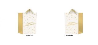 1 Geschenktüte für Flasche "Joyeux Anniversaire" Weißes - Gold