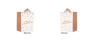 1 Geschenktüte für Flasche "Joyeux Anniversaire" Weißes - Roségold