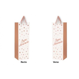 1 Sacchetto regalo per bottiglia "Joyeux Anniversaire" Oro - Oro rosa