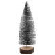 Flitter-Weihnachtsbaum auf Holzscheit, silber 4,5x16cm