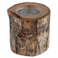 1 portacandele in corteccia di tronco, Ø6,5 x 4 cm