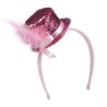 Serre tête mini chapeau paillettes 6 couleurs ass.