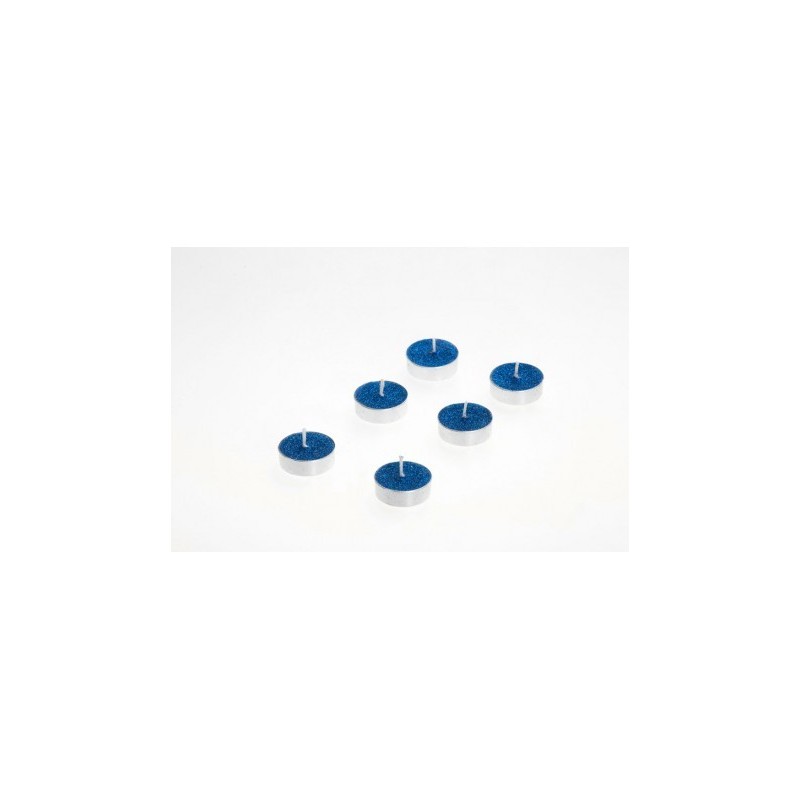 Set di 6 candele tealight glitter blu royal Ø 3,5 cm
