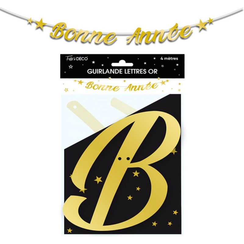 Gold Bonne Année Letter Girlande. 4m