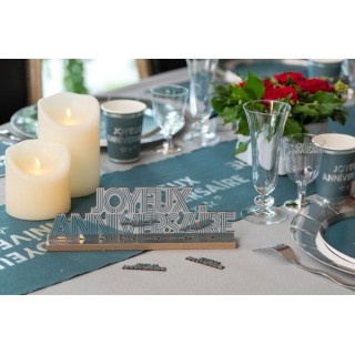 Lettere Joyeux Anniversaire blu anatra  27 x 4 x 9 cm