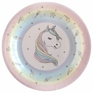 10 assiettes rondes Licorne Ø 22,5cm