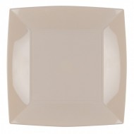 8 Assiettes plate, 23 x 23 cm, taupe