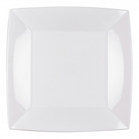 8 Assiettes plate, 23 x 23 cm, blanc