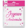 24 tovaglioli, Joyeux Anniversaire( buon compleanno), 3 veli, 33 x33 cm , fucsia