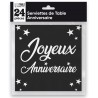 24 tovaglioli, Joyeux Anniversaire( buon compleanno), 3 veli, 33 x33 cm , nero