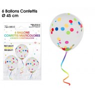 Sacchetto di 6 palloncini coriandoli, Multicolore