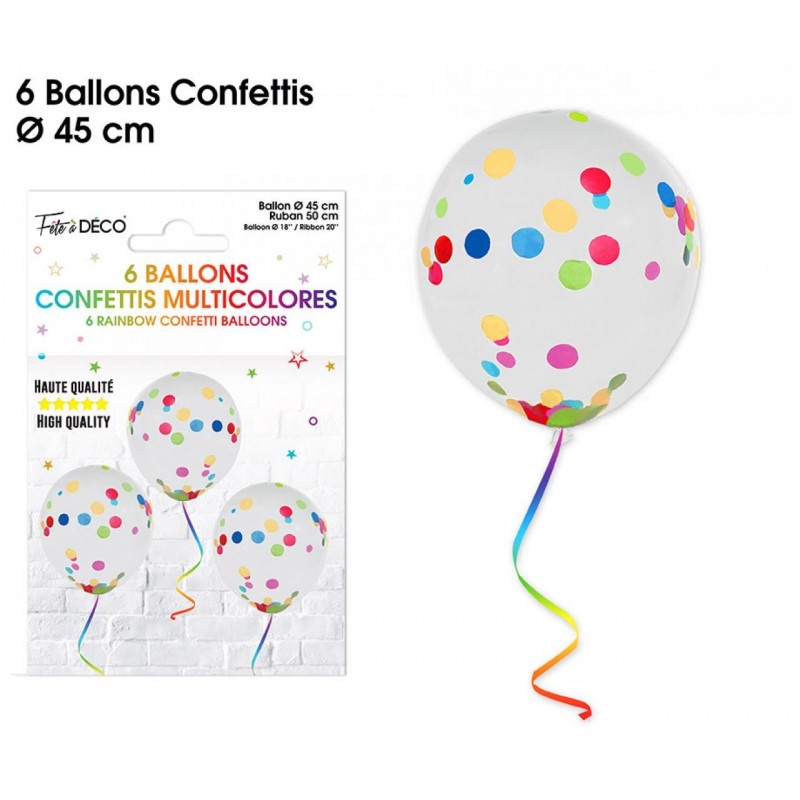 6 Ballons 20 ans multicolores -Décoration anniversaire