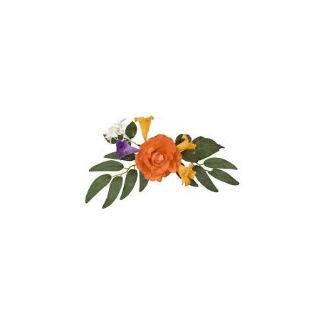 Centrotavola rosa + fiori esotici, 28 x 12 x 4 cm
