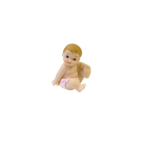 1 figurine bébé fille assis en résine 