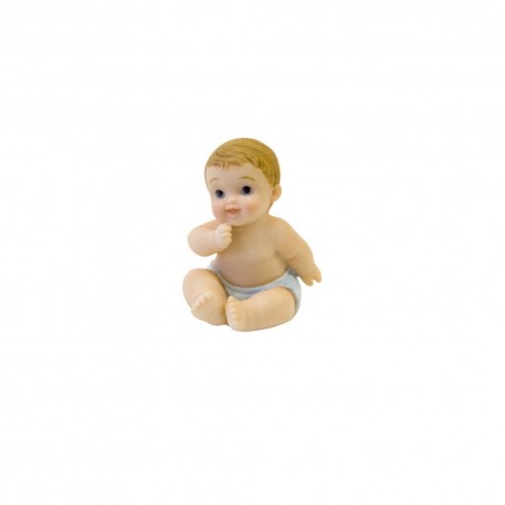1 figurine bébé garçon assis en résine 2,5 x 5 x 2 cm