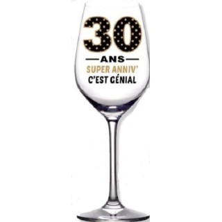 1 Calice da vino inclinato  "Joyeux Anniversaire Je penche vers la perfection! "
