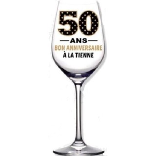 1 Calice da vino inclinato  "Joyeux Anniversaire Je penche vers la perfection! "