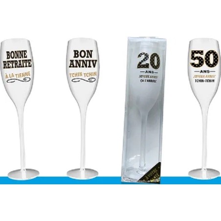 1 Verre à champagne "Bon Anniv' A la tienne"