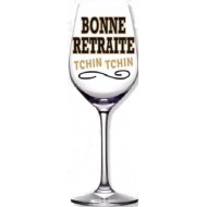 1 bicchiere di vino "Bonne retraite Tchin Tchin"buona pensione,Cin cin