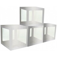 4 Cubes carton avec film plast. rigide argent 30X30X30CM