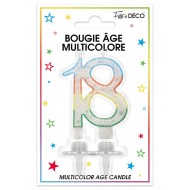 Bougie âge 18 ans multicolore