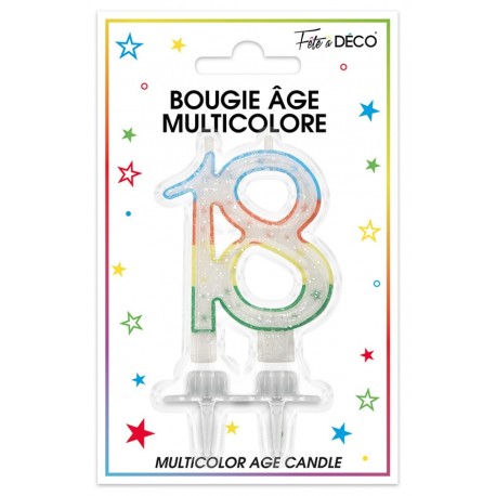 Bougie âge 18 ans multicolore