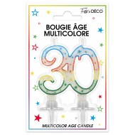 Bougie âge 30 ans multicolore