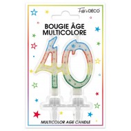 Bougie âge 40 ans multicolore