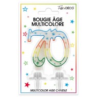 Bougie âge 70 ans multicolore