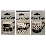 1 Tasses à café Noir & Or avec texte