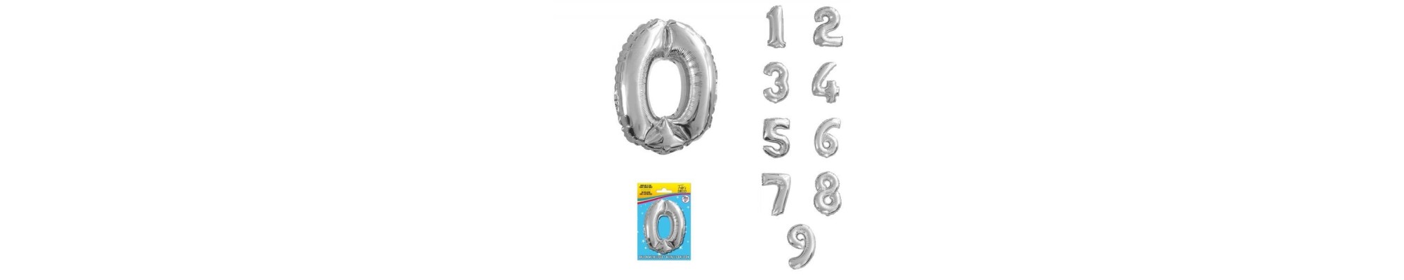 Catégorie Ballons argentés lettres et chiffres - Partytime : 1 Ballon hélium joyeux anniversaire, ø 46 cm , 1 Ballon hélium 1...