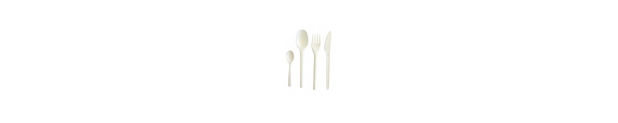 Catégorie Couverts biodégradables - Partytime : 100 Cuillères en bois, 16 cm, ø 3 cm , 100 Fourchettes en bois, 16 cm , 100 C...